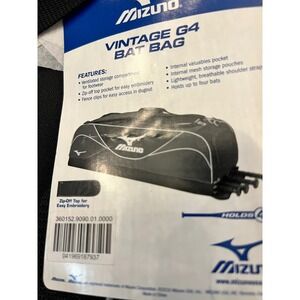 Mizuno Vintage G4 Baseball Bat Bag Black Holds Four Bats Ventilated Storage New